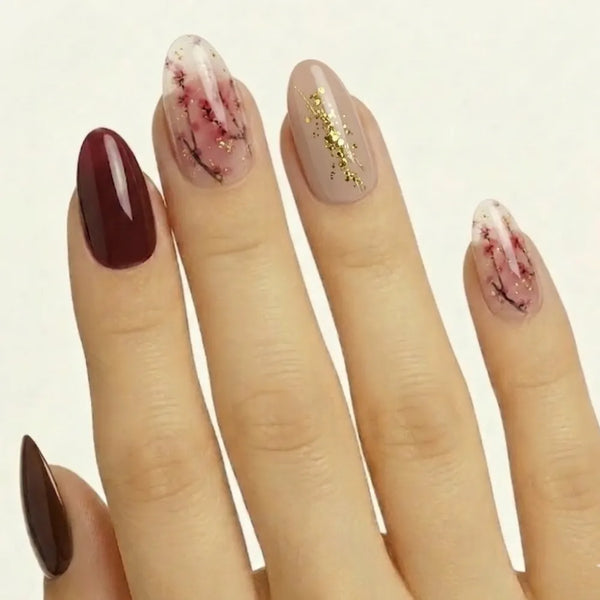 Burgundy Marble Gel Nagelstrips Kit