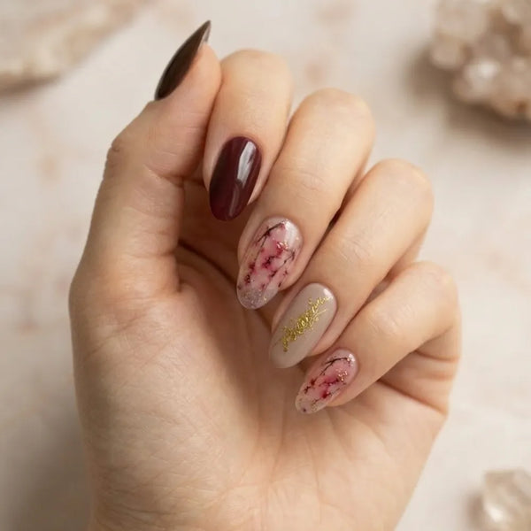 Burgundy Marble Gel Nagelstrips Kit